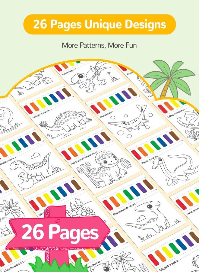 TECJOE Paint with Water Coloring Books for Toddlers, Dinosaur Series Watercolor Set with 3 Brushes, Mess Free Painting Activity for Kids Ages 4 5 6 7 8, Christmas Gifts Arts & Crafts Toy - Image 2